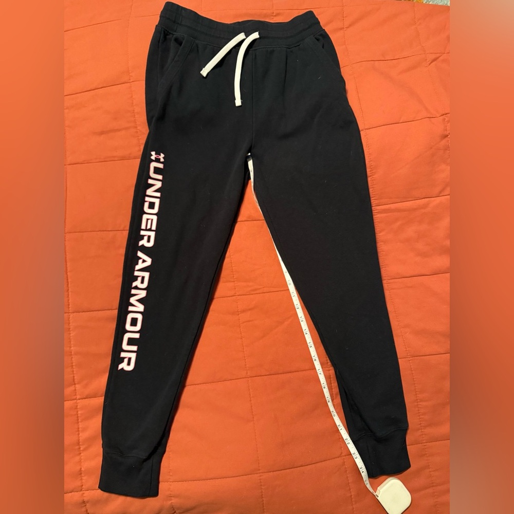 Under Armour Black Sweatpants with White and Pink Details